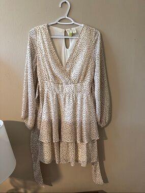 Japna Cream Dress with Brown Polka Dots